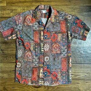 Andrade Honolulu Hawaiian ~ Men’s Size 10 ~ Vintage~ Brown Mosaic Hippy Shirt